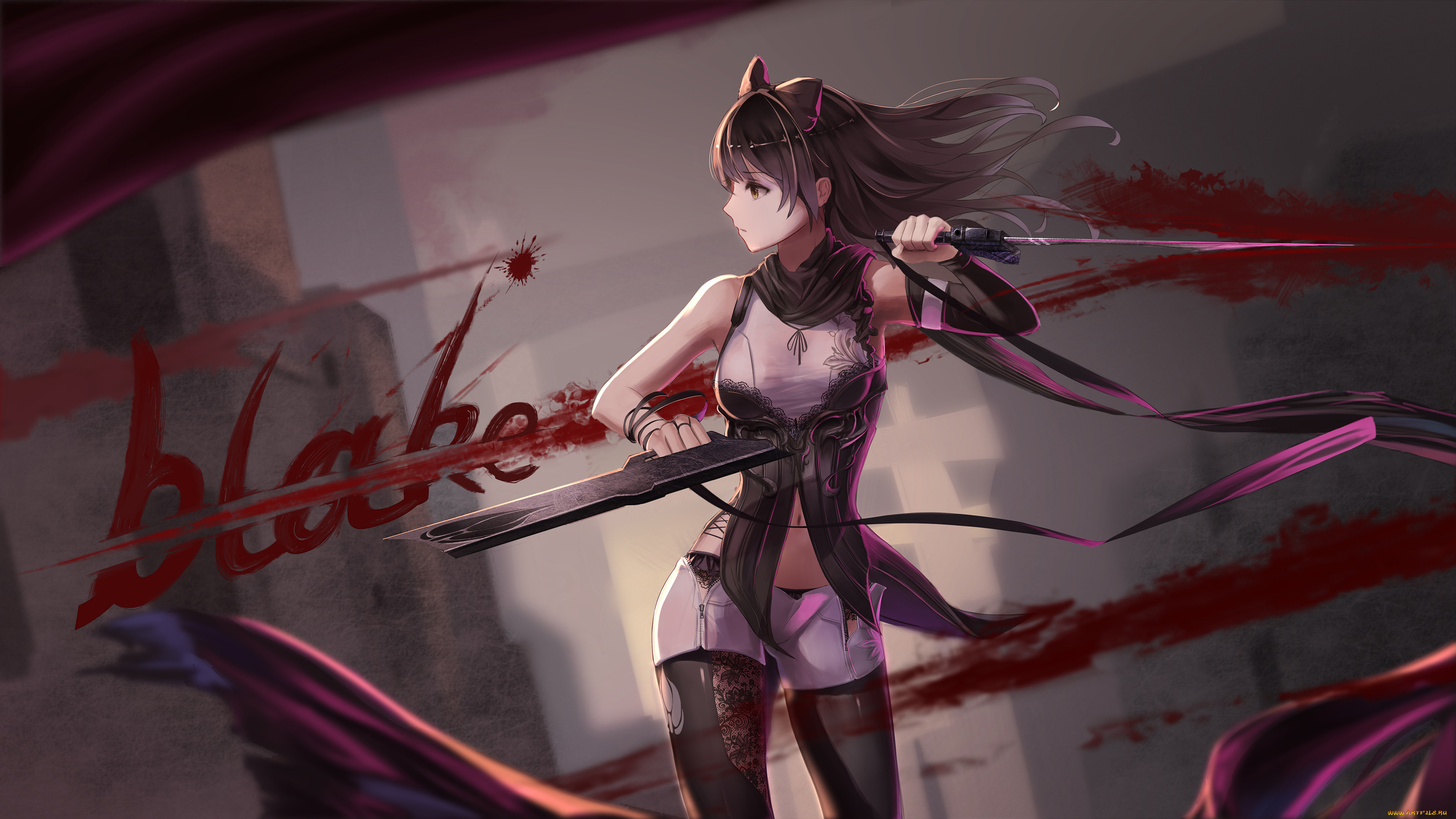 , rwby, blake, belladonna, red, flowers, , , 